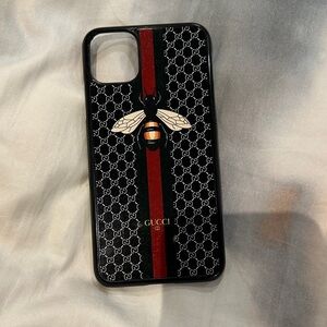 iPhone 11 Pro Max Black and Red Striped Bee Phone Case